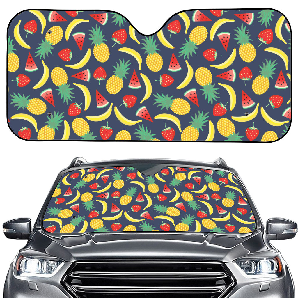 Cute Tropical Fruits Pattern Print Car Windshield Sun Shade