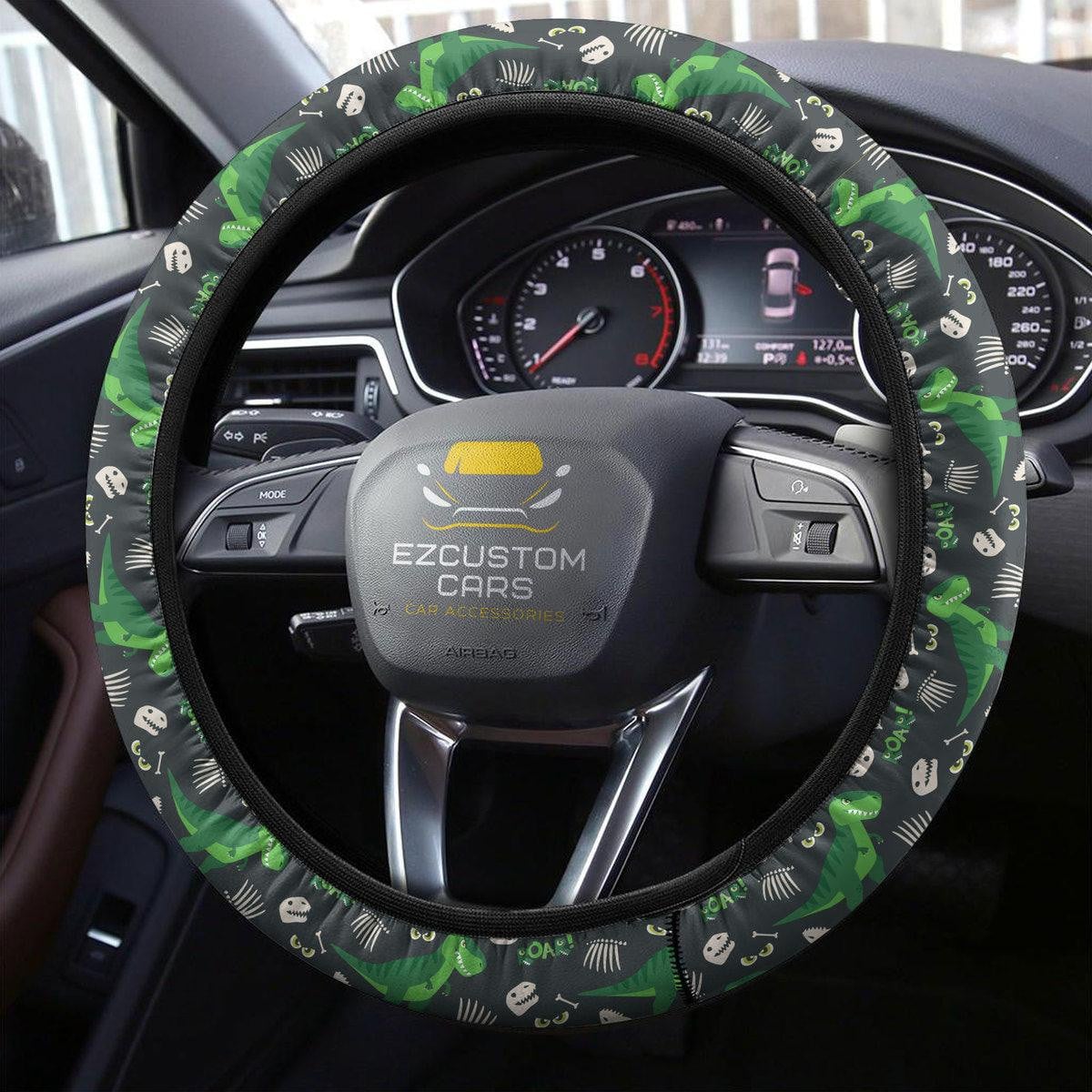 Cute Tyrannosaurus Rex Pattern Anime Steering Wheel Cover Custom Dinosaur Car Accessories