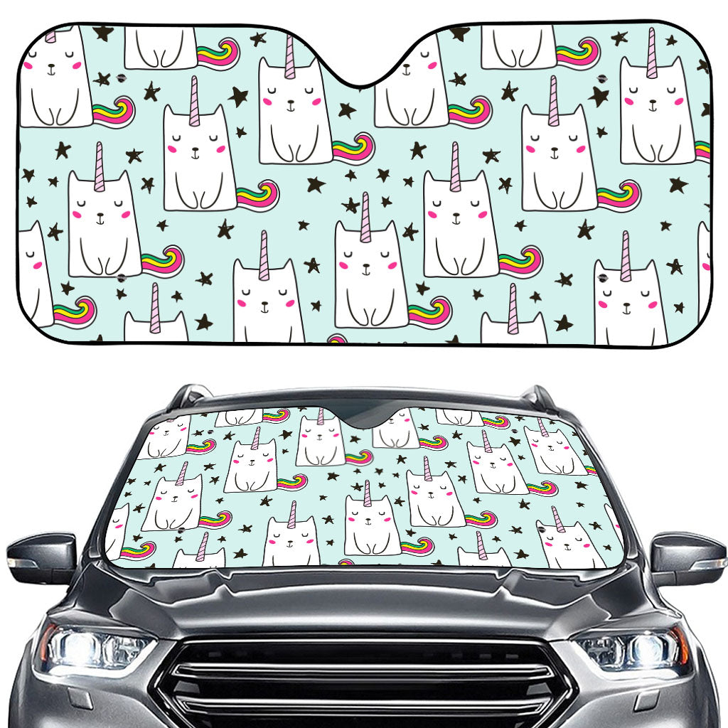 Cute Unicorn Cat Pattern Print Car Windshield Sun Shade