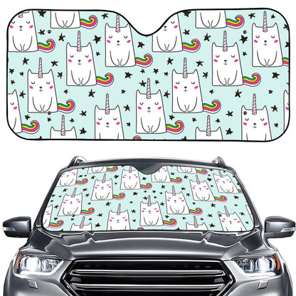 Cute Unicorn Cat Pattern Print Car Windshield Sun Shade