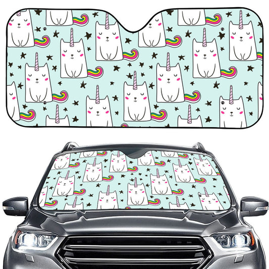 Cute Unicorn Cat Pattern Print Car Windshield Sun Shade