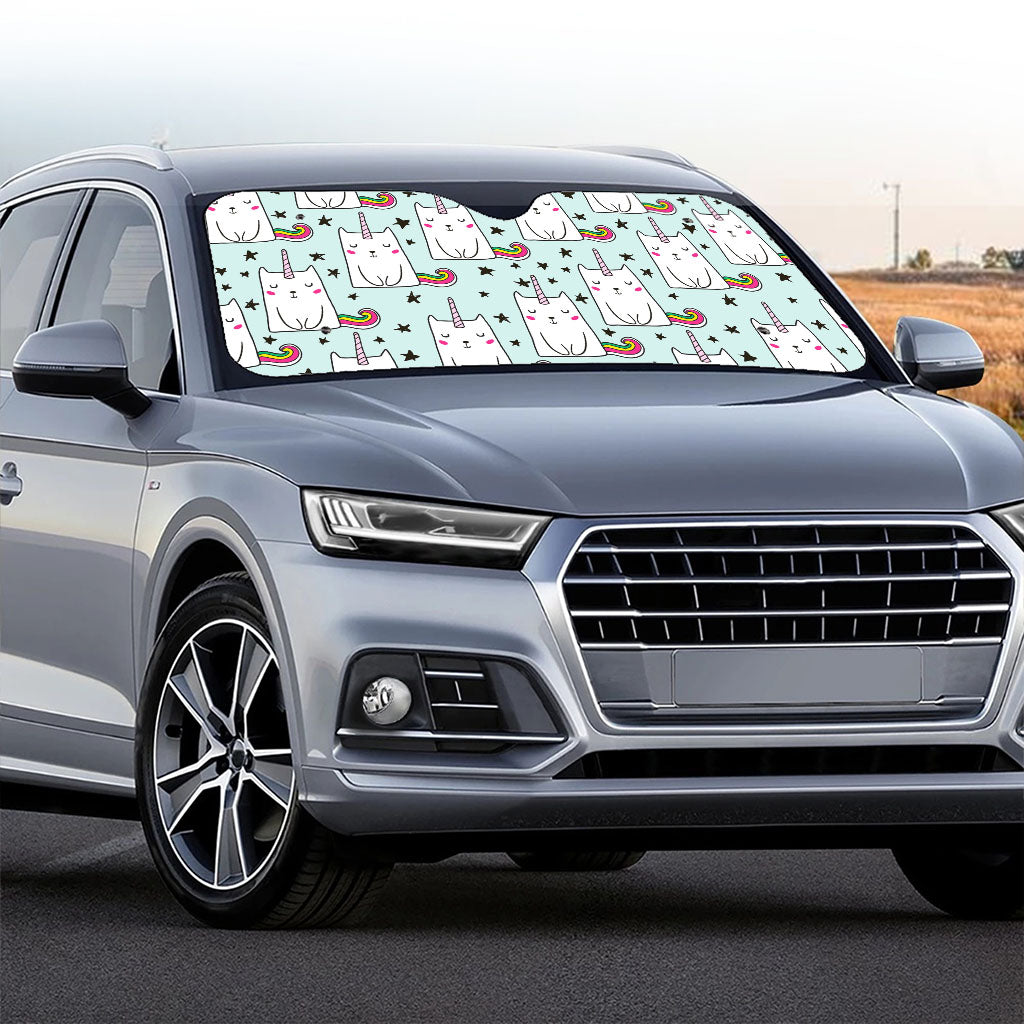 Cute Unicorn Cat Pattern Print Car Windshield Sun Shade