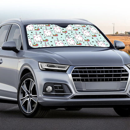 Cute Unicorn Cat Pattern Print Car Windshield Sun Shade