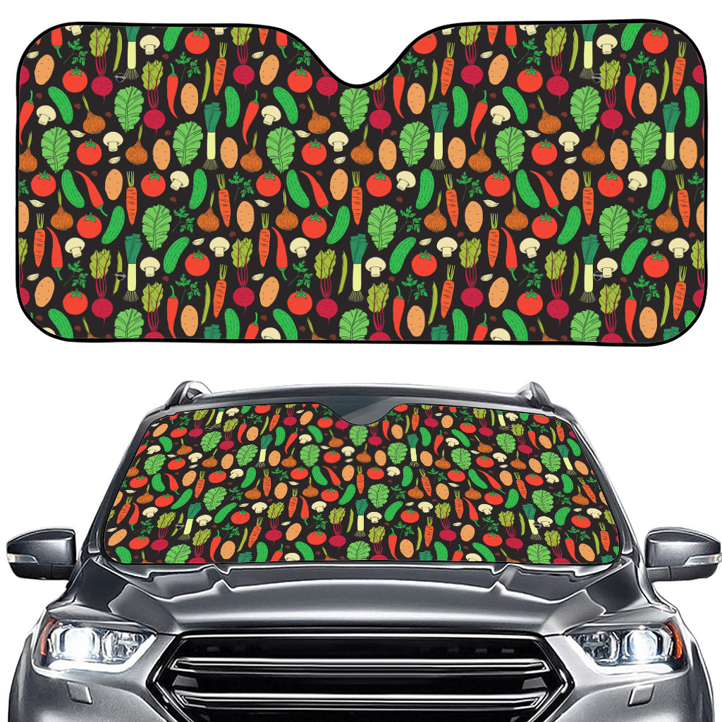 Cute Vegan Pattern Print Car Windshield Sun Shade