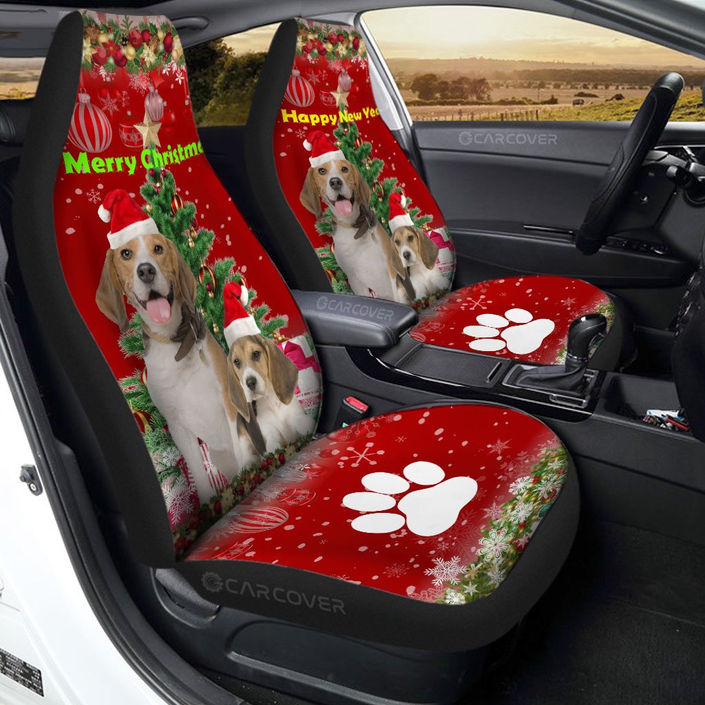 Cute Xmas Beagles Car Seat Covers Custom Car Accessories Christmas Decorations