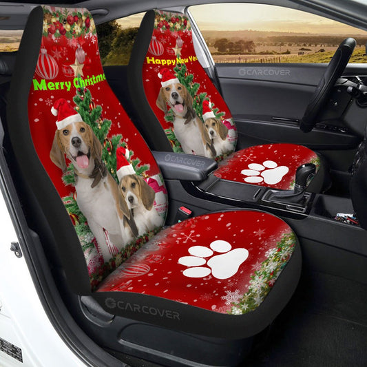 Cute Xmas Beagles Car Seat Covers Custom Car Accessories Christmas Decorations