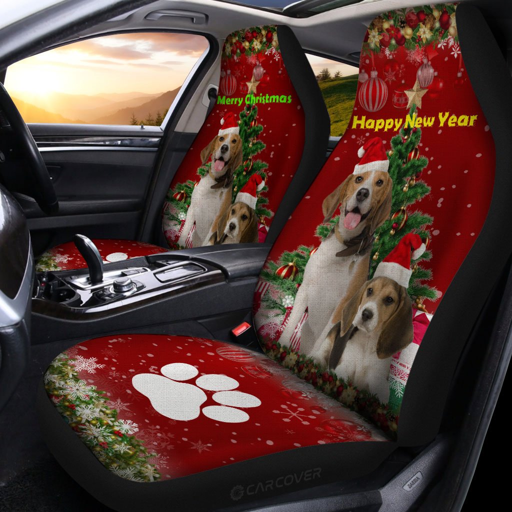 Cute Xmas Beagles Car Seat Covers Custom Car Accessories Christmas Decorations