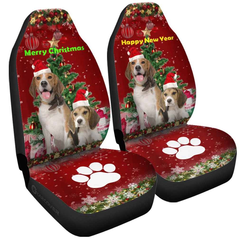Cute Xmas Beagles Car Seat Covers Custom Car Accessories Christmas Decorations
