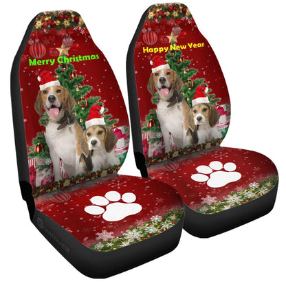 Cute Xmas Beagles Car Seat Covers Custom Car Accessories Christmas Decorations