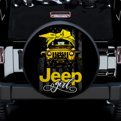 Cyber Yellow Jeep Girl Car Spare Tire Cover