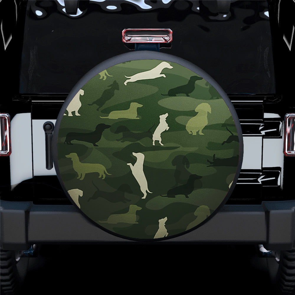 Dachshund Camouflage Army Style Car Spare Tire Cover