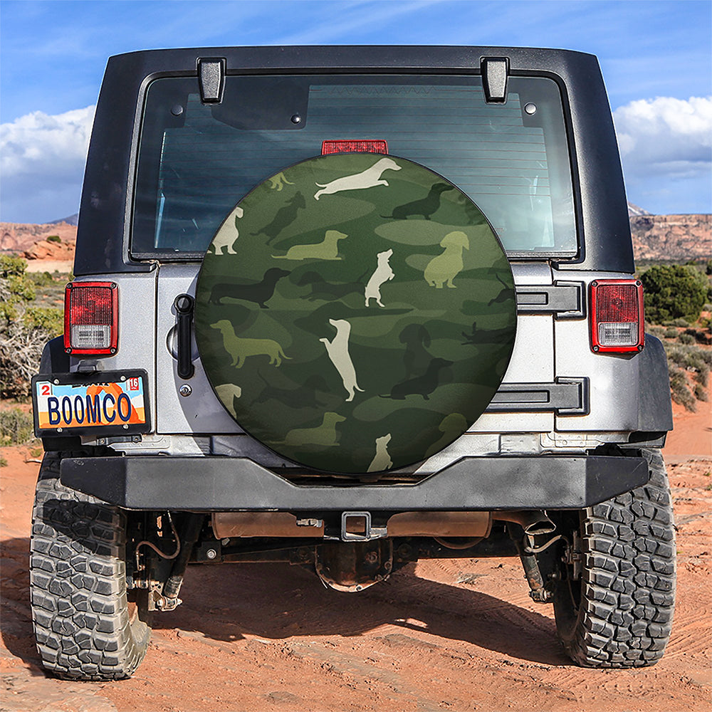 Dachshund Camouflage Army Style Car Spare Tire Cover