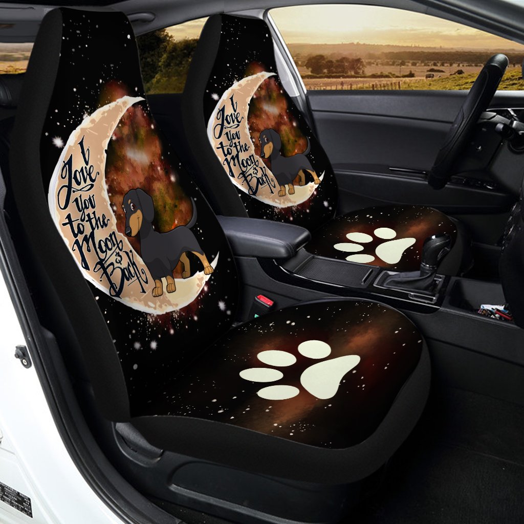 Dachshund Car Seat Covers I Love You To The Moon and Back Gift Idea