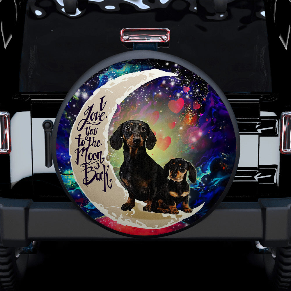 Dachshund Couple Love You To The Moon Galaxy Car Spare Tire Cover