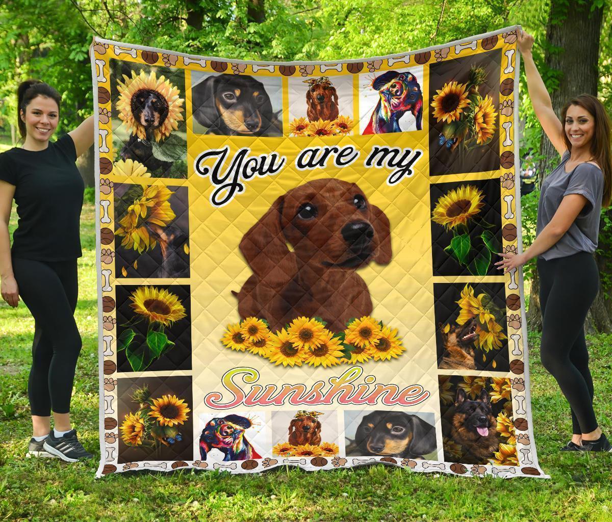 Dachshund You Are My Sunshine Blanket Sunflower