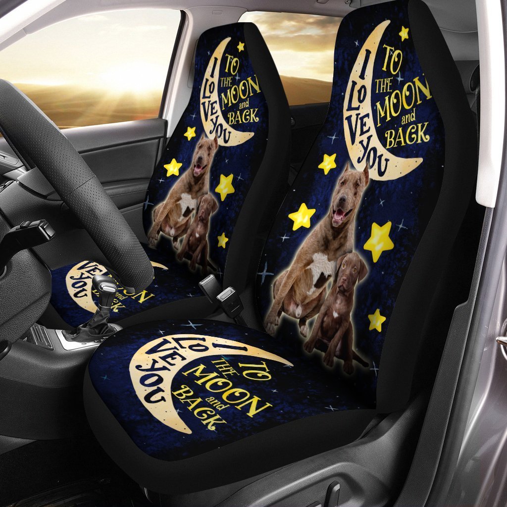 Dad And Son Pibull Car Seat Covers Custom I Love You To The Moon And Back Car Accessories
