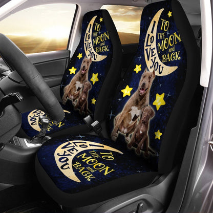 Dad And Son Pibull Car Seat Covers Custom I Love You To The Moon And Back Car Accessories
