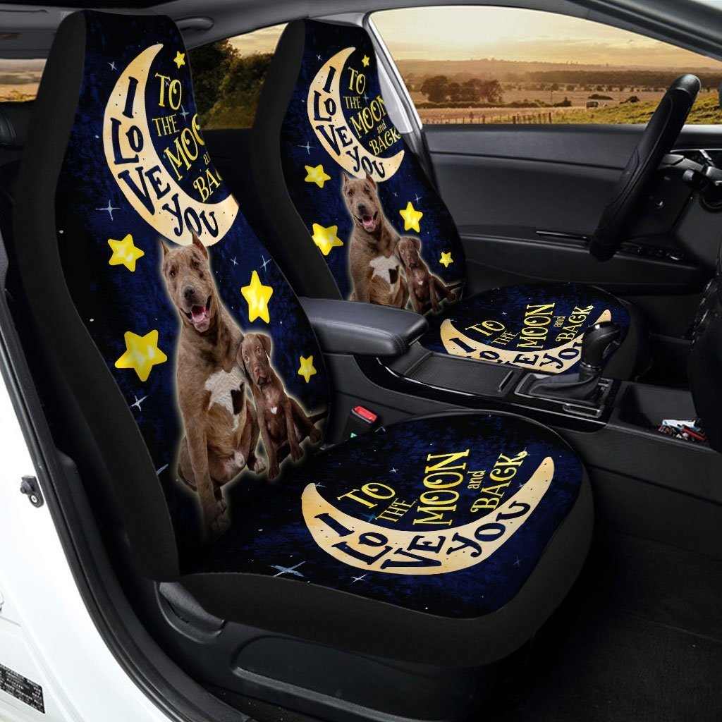 Dad And Son Pibull Car Seat Covers Custom I Love You To The Moon And Back Car Accessories