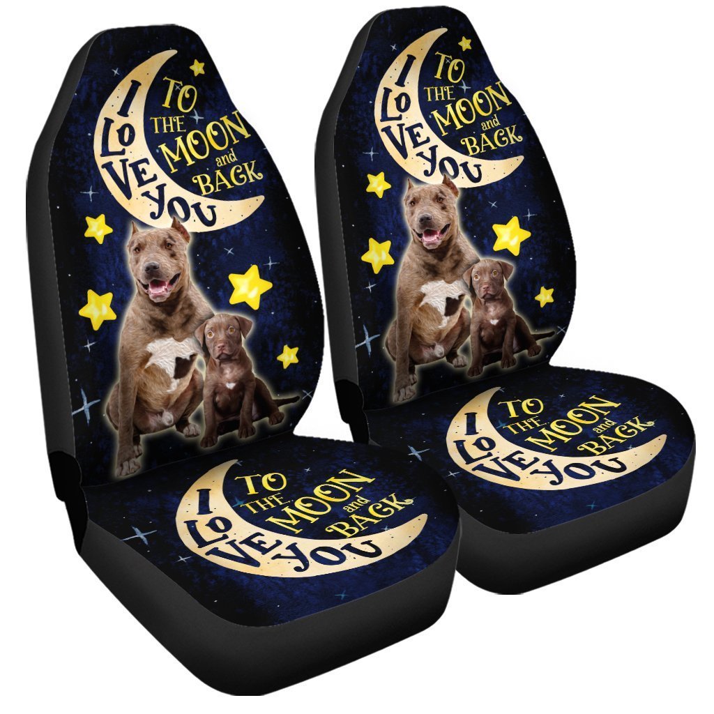 Dad And Son Pibull Car Seat Covers Custom I Love You To The Moon And Back Car Accessories