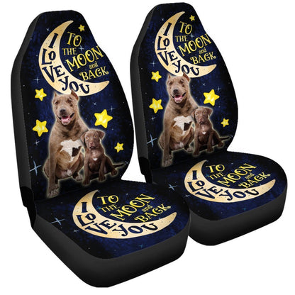 Dad And Son Pibull Car Seat Covers Custom I Love You To The Moon And Back Car Accessories