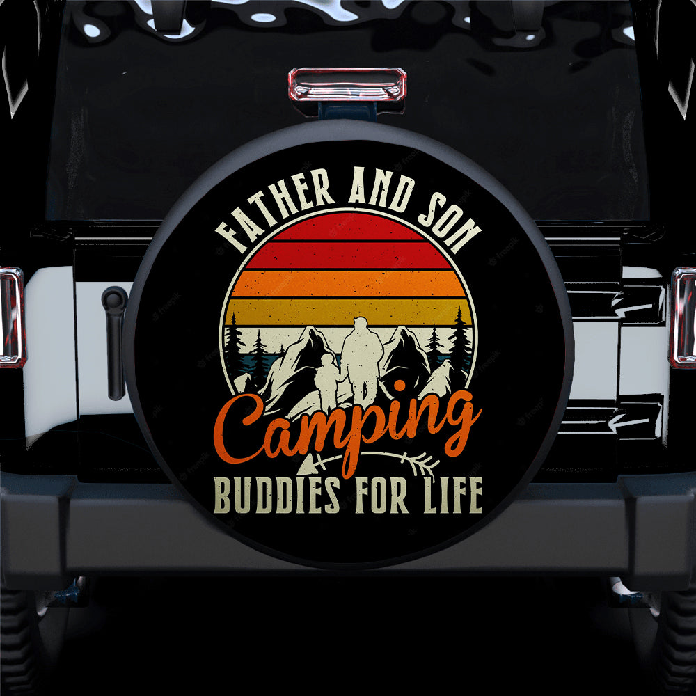 Dad Son Funny Fathers Day Outdoor Camper Camping Vintage Jeep Car Spare Tire Cover