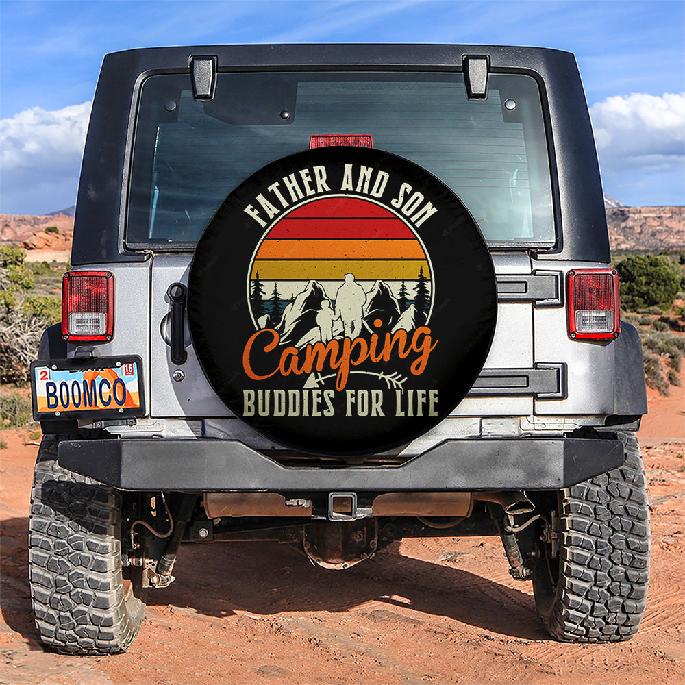 Dad Son Funny Fathers Day Outdoor Camper Camping Vintage Jeep Car Spare Tire Cover