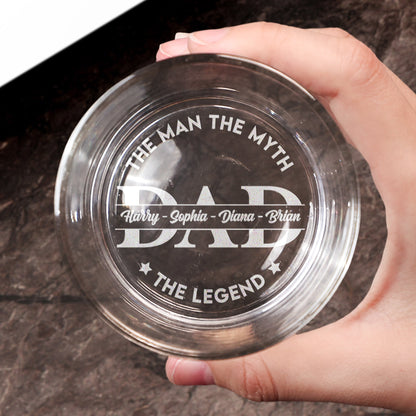 Dad The Man The Myth The Legend - Personalized Engraved Whiskey Glass