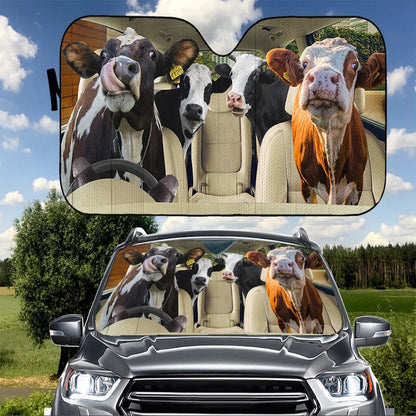 Dairy Cows Family Driving Car Auto Sunshades