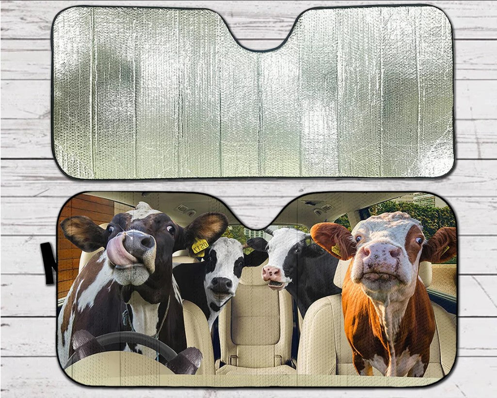 Dairy Cows Family Driving Car Auto Sunshades