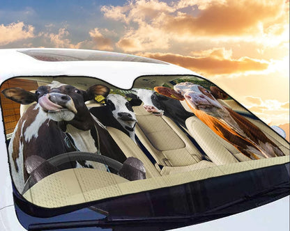 Dairy Cows Family Driving Car Auto Sunshades