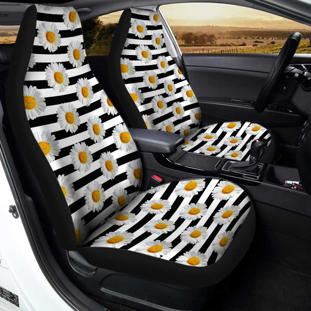 Daisy Flower Car Seat Covers Custom Floral Car Accessories