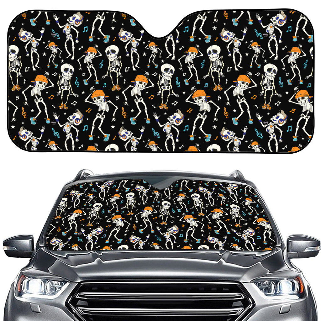 Dancing Skeleton Party Pattern Print Car Windshield Sun Shade