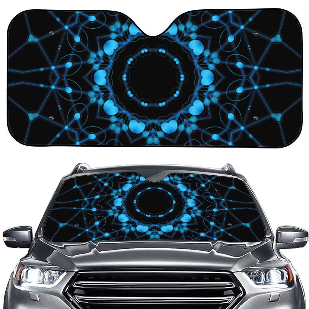 Dark Blue Kaleidoscope Print Car Windshield Sun Shade
