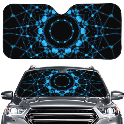 Dark Blue Kaleidoscope Print Car Windshield Sun Shade