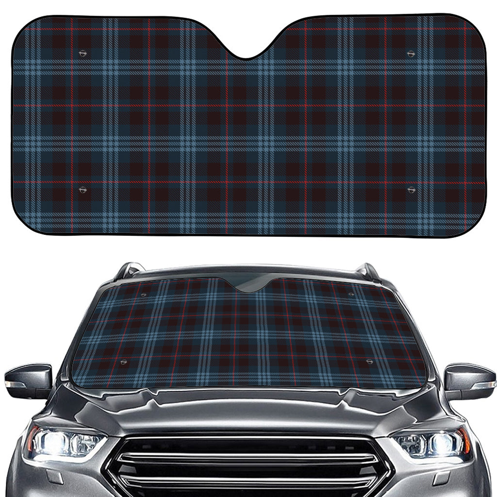 Dark Blue Tartan Pattern Print Car Windshield Sun Shade