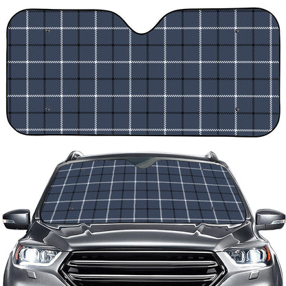 Dark Blue Tattersall Pattern Print Car Windshield Sun Shade