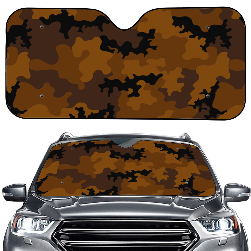 Dark Brown Camouflage Print Car Windshield Sun Shade