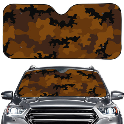 Dark Brown Camouflage Print Car Windshield Sun Shade