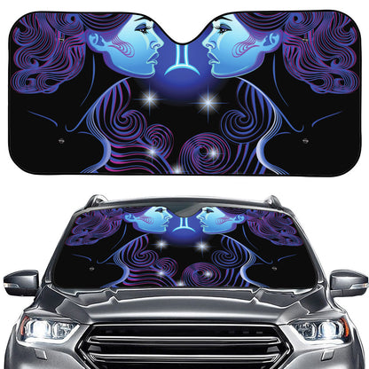 Dark Gemini Zodiac Sign Print Car Windshield Sun Shade