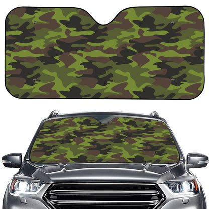 Dark Green And Black Camouflage Print Car Windshield Sun Shade