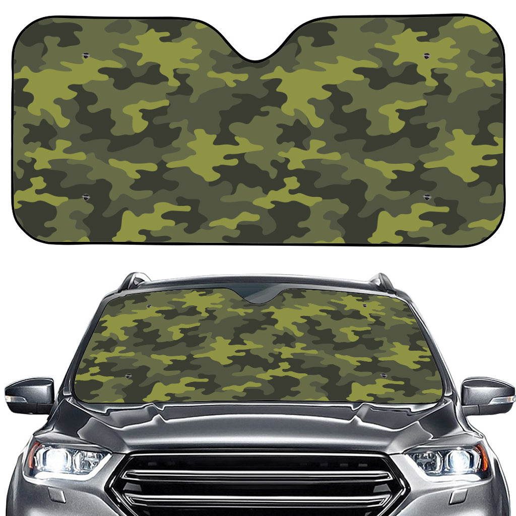 Dark Green Camouflage Print Car Windshield Sun Shade