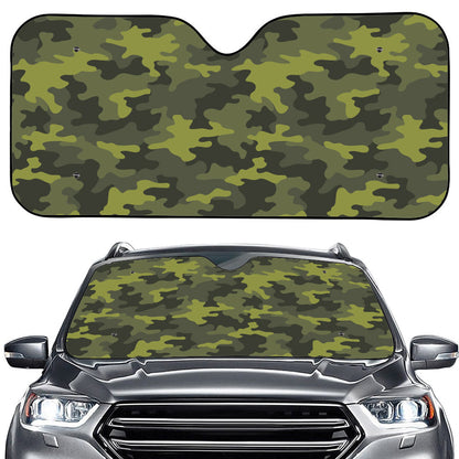 Dark Green Camouflage Print Car Windshield Sun Shade