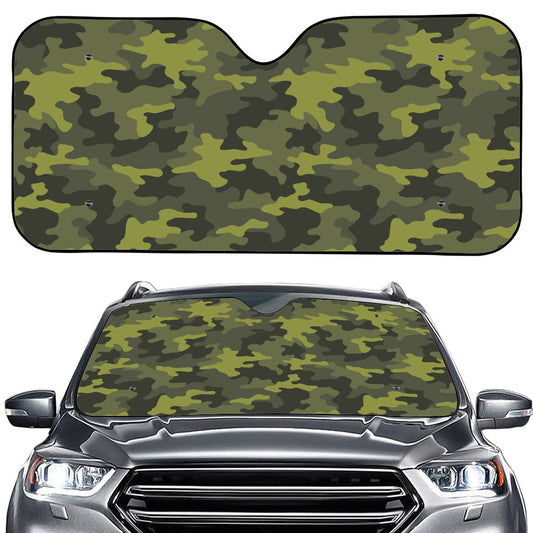 Dark Green Camouflage Print Car Windshield Sun Shade