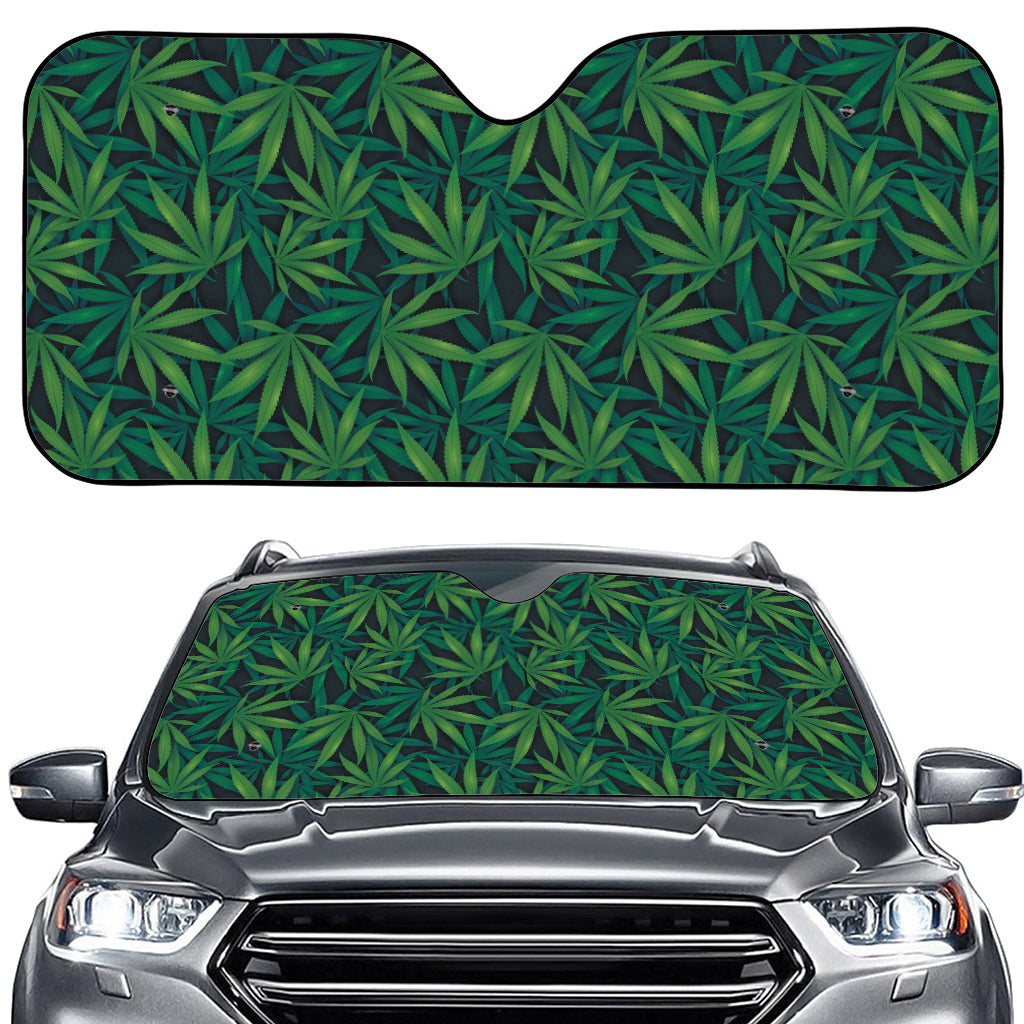 Dark Green Hemp Pattern Print Car Windshield Sun Shade