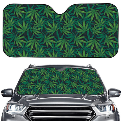 Dark Green Hemp Pattern Print Car Windshield Sun Shade