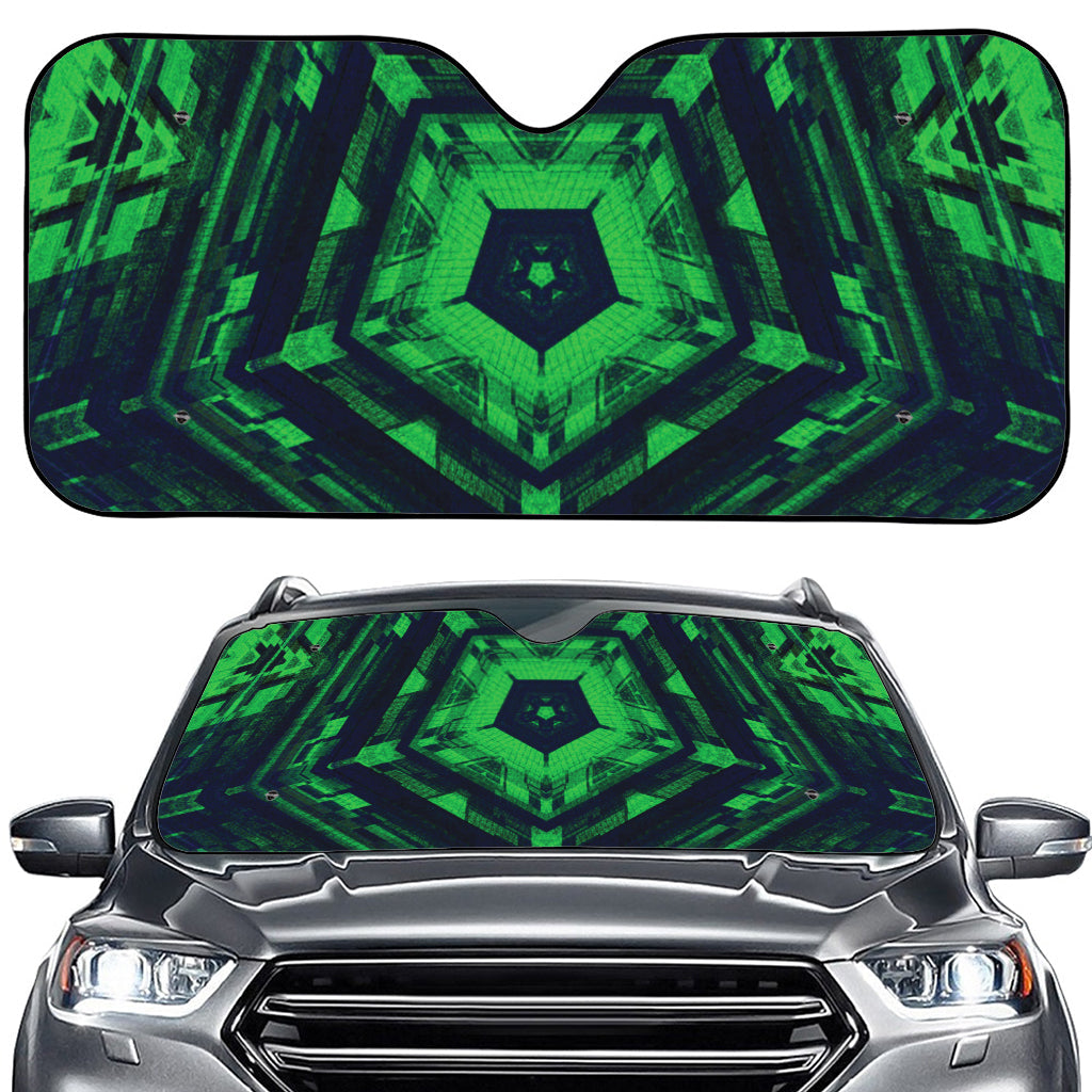 Dark Green Kaleidoscope Print Car Windshield Sun Shade