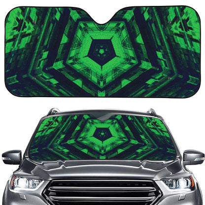 Dark Green Kaleidoscope Print Car Windshield Sun Shade