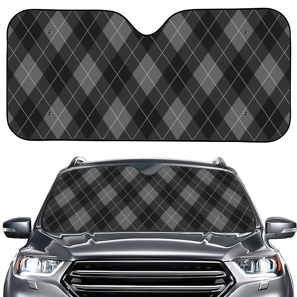 Dark Grey Argyle Pattern Print Car Windshield Sun Shade