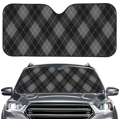 Dark Grey Argyle Pattern Print Car Windshield Sun Shade