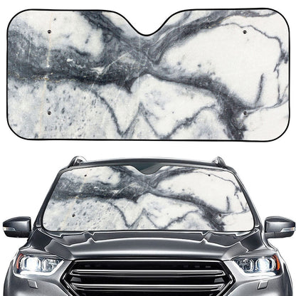 Dark Grey White Marble Print Car Windshield Sun Shade